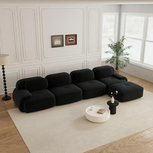 Miniatura 28 de Sofás modulares sin hueso de 152.8 pulgadas para sala de estar, sofá modular con diván en forma de L, cómodo asiento profundo tapizado de tela