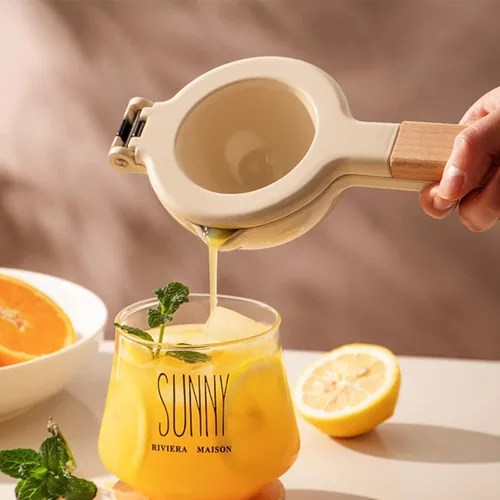 Miniatura 7 de Exprimidor de limón y lima, exprimidor de cítricos manual con mango de madera, exprimidor de frutas, prensa de lima, herramienta de cocina de metal