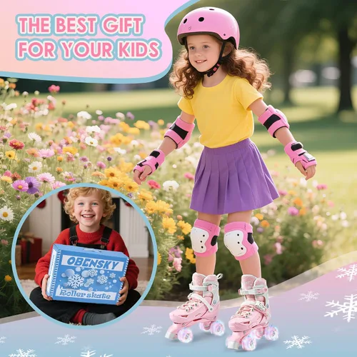 Miniatura 6 de Patines infantiles para niñas y niños de 4 a 6 años, 5 a 8, 6 a 12, 8 a 12, 4 tamaños ajustables, con ruedas iluminadas, patinas para niñas, regalo