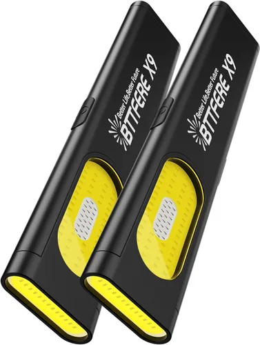 Paquete de 2 Linternas de Bolsillo EDC con Clip y Base Magnética - 675 Lúmenes USB-C Recargable Delgada Plana IPX4 Impermeable Modos Duales Linterna