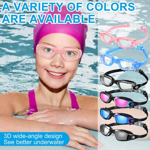 Miniatura 6 de Flutesan Paquete de 6 gafas de natación para adultos, antiniebla, con tapones para los oídos, clip para la nariz, sin fugas, protección completa