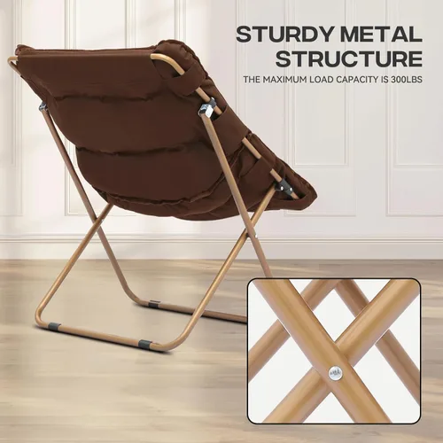 Miniatura 7 de Cómoda silla con platillo, silla de sala de estar, silla plegable acolchada suave de piel sintética, cómoda silla cuadrada de luna para sala