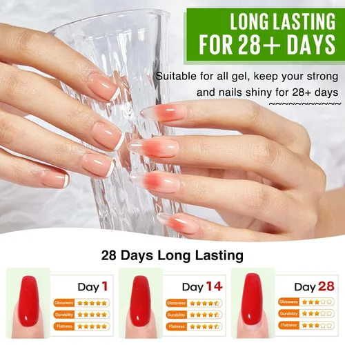 Miniatura 7 de MEFA Juego de 2 piezas de 15 ml de esmalte de uñas de gel, capa superior y base, esmalte de uñas de gel sin necesidad de limpieza, efecto de brillo