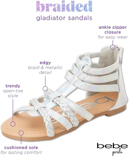 Miniatura 2 de bebe Sandalias para niñas Lindas sandalias de verano de gladiador con tiras trenzadas, con puntera abierta, zapatos de vestir para fiesta de playa