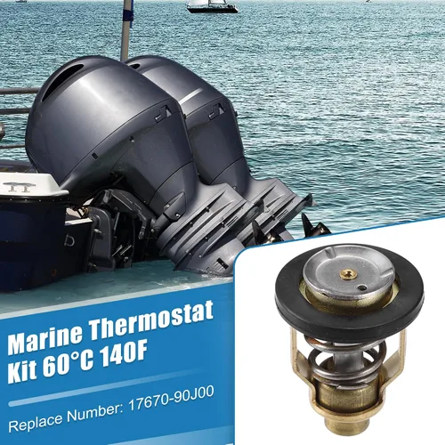 Miniatura 2 de X AUTOHAUX Kit de termostato marino 60C 140F con sello para Suzuki fueraborda DF80-DF300 para Yamaha Fueraborda F75-F150 HP Termostato Comp Water 60