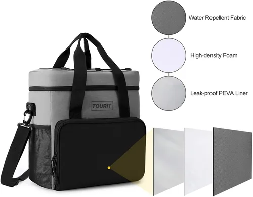 Miniatura 6 de TOURIT Bolsa de enfriador suave pequeña aislada, bolsa de enfriador de almuerzo de 24/35/46 latas, caja de hielo, enfriadores portátiles y a prueba