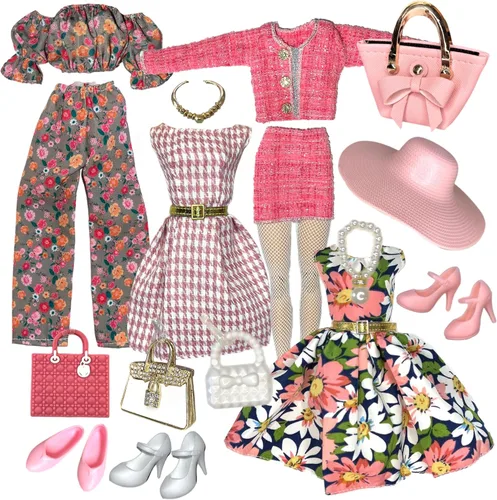 Eledoll Conjunto de ropa de moda para muñeca de 12 pulgadas Verano en París Floral Dress Set (Katherine)
