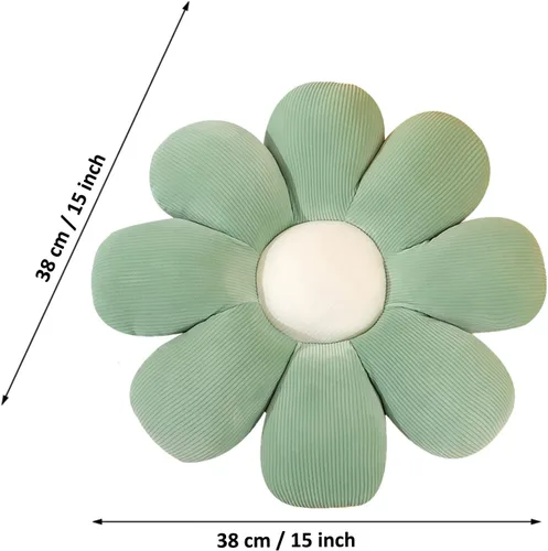 Miniatura 7 de Almohada de flores, almohada en forma de flor, almohada de suelo, cojín de asiento suave para decoración de habitación, almohada de felpa para Verde