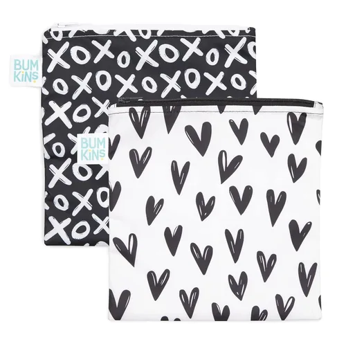 Miniatura 20 de Bumkins Bolsas de aperitivos reutilizables, para el almuerzo escolar de niños y para adultos, tela lavable, bolsa de tela impermeable