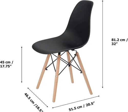 Miniatura 3 de Teamson Home Allan - Juego de 2 sillas de comedor laterales de plástico con patas de madera, color negro