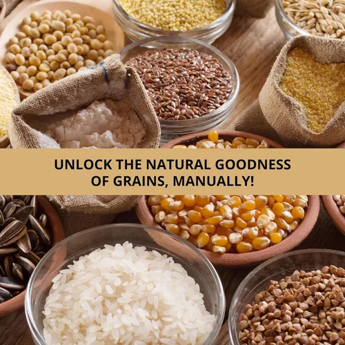 Miniatura 9 de Molino de grano de hierro de mano, molino manual, molinillo de alimentos, molinillo de maíz para grietas de mano, granos de manivela, avena, maíz