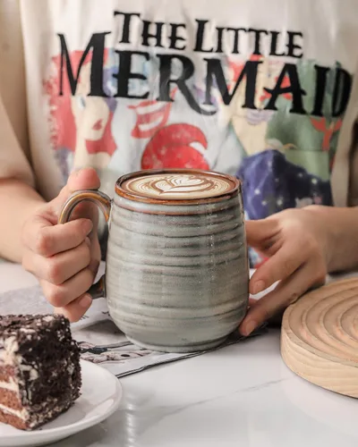 Miniatura 2 de HASENSE - Taza de café de cerámica grande de 20 onzas con gran asa, taza de té de cerámica para oficina y hogar, taza grande de regalo para papá