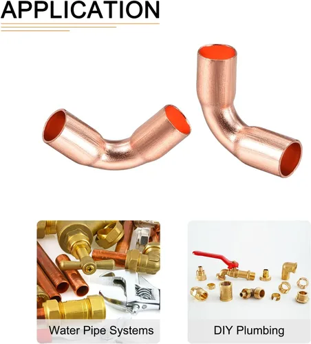 Miniatura 4 de DTGN 1/4 pulgadas (diámetro interior) de 90 grados de montaje de tubería de cobre - 5 unidades - bueno para sistema de tuberías de agua - adaptador