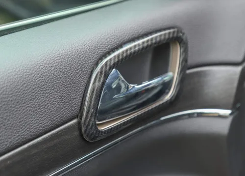 Miniatura 7 de ABS manija de puerta interior tazón decoración anillo cubierta para Jeep Grand Cherokee 2017 Up (fibra de carbono)