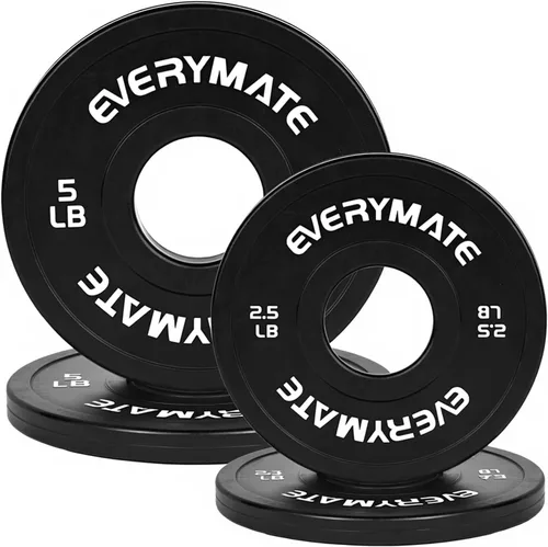 EVERYMATE Juego de placas de peso de cambio negro, 1.25 libras, 2.5 libras, 5 libras, juego de placas olímpicas fraccionarias para entrenamiento 15