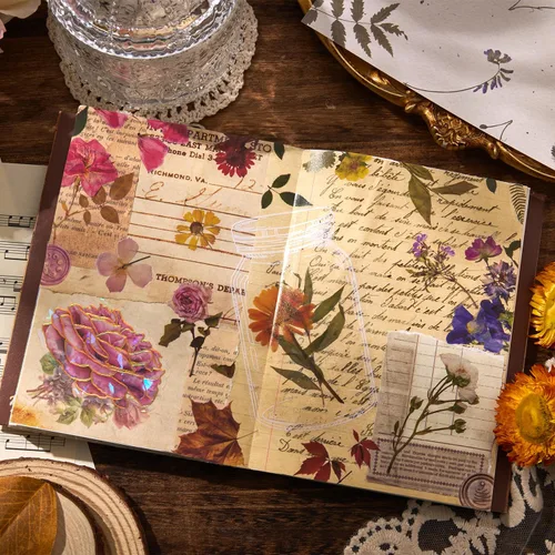 Miniatura 5 de emmoolife Juego de calcomanías de flores prensadas (380 piezas) con temática de flores secas, calcomanías florales botánicas para diarios