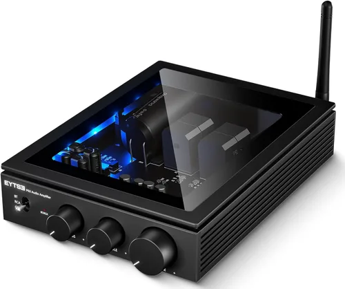 Amplificador estéreo Bluetooth P60 para altavoces pasivos, 300 W x 2 TPA3255 2 canales mini clase D amplificador de audio para el hogar con PFFB,