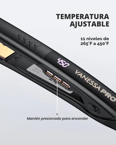 Miniatura 7 de VANESSA PRO Plancha plana para el cabello, plancha plana de titanio 100% puro para una pasada para lograr un aspecto elegante, se riza
