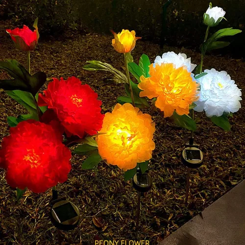 Miniatura 7 de Aolyty Luces solares de jardín de flores, luz solar de peonía para decoración al aire libre, IP65, luces solares de estaca impermeables, paquete
