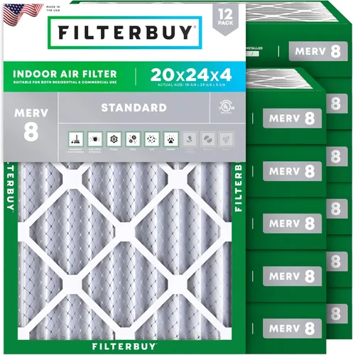 Miniatura 114 de Filterbuy - Filtro de aire de 16 x 25 x 1 pulgadas, MERV 8, Defensa Esencial contra el Polvo y las Alergias (paquete de 12), Filtros plisados