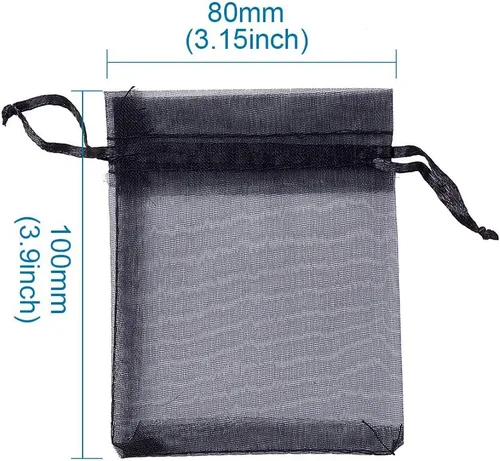 Miniatura 8 de Mega Pet Paquete de 100 bolsas de regalo de organza negra de 2.8 x 2.0 in, bolsas de satén con cordón, bolsas de regalo de joyería de caramelo