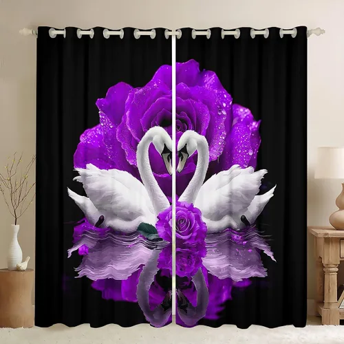 Miniatura 31 de Erosebridal Cortinas de Rosas Rojas 3D Tratamientos para Ventanas de Guepardo, Paneles de Cortinas con Estampado de Gato Leopardo para Sala