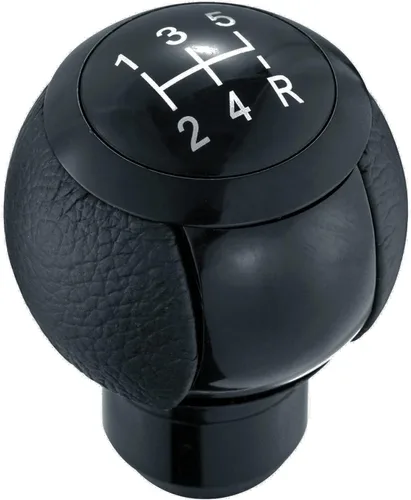 Pomo de Palanca de Cambios de Cuero de 5 Velocidades Cabeza Bola Shifter de Carreras Manija Compatible con la Mayoría de Vehículos Manuales, Negro