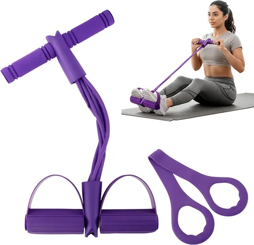 Miniatura 9 de 21 Bandas de Resistencia para Fitness - 6 Tubos con Pedal y Tirador de Tobillo, Cuerda de Tensión Multifunción, Banda de Resistencia con Pedal