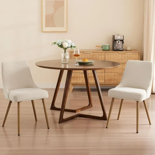 kinmars Juego de 2 sillas de comedor tapizadas modernas con cojín de asiento grueso y respaldo curvo, silla de comedor de tela para cocina, comedor,