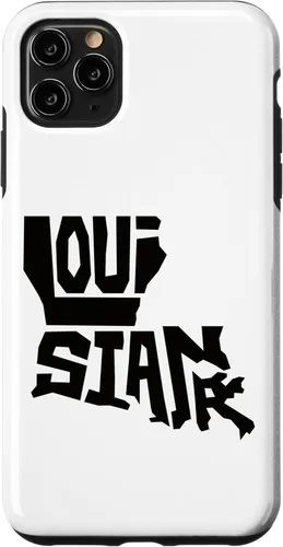 Funda para iPhone 11 Pro Max Patriotic Home State Map of Louisiana Text Art Shape Design