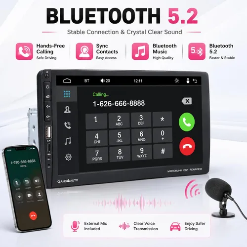 Miniatura 3 de Estéreo de Coche de 9 Pulgadas de DIN Único con Apple CarPlay Inalámbrico Android Auto, Radio de Coche, Pantalla Táctil IPS de 9" de Capacitancia
