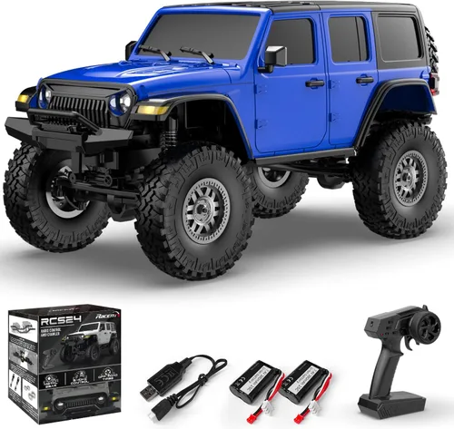 Miniatura 9 de RACENT 1/24 RC Crawler 4WD Todo Terreno RC Monster Truck de Escalada de Roca con Luz LED Impermeable Grado Pasatiempo Juguetes con 4