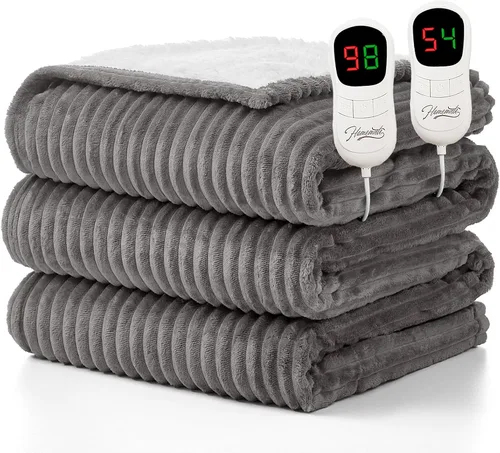 Miniatura 32 de Homemate Manta térmica eléctrica de 50 x 60 pulgadas, manta térmica de 1/2/4/6/8 horas de apagado automático, 10 niveles de calor, protección contra