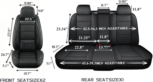 Miniatura 8 de Juego completo de fundas de asiento de automóvil, fundas de asiento de cuero beige, protectores transpirables para asientos delanteros y traseros