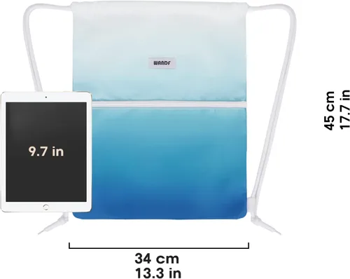 Miniatura 4 de WANDF Mochila con cordón de nailon resistente al agua para gimnasio, compras, deporte, yoga, Azul Gradiente, Compacto