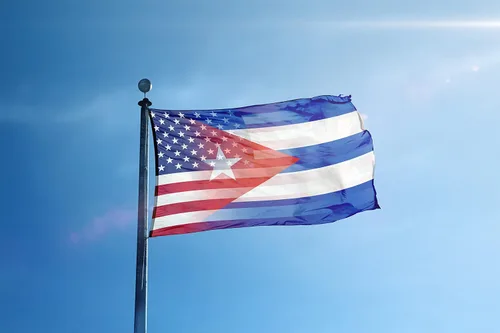 Miniatura 2 de Bandera híbrida cubana americana de 3 x 5 pies: pancarta 100% poliéster, ojales de latón y cabecera de lona fuerte, para uso en exteriores