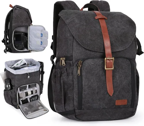 Miniatura 8 de BAGSMART - Mochila para cámara, mochilas de cámara DSLR para fotógrafos, mochila de fotografía impermeable antirrobo con compartimento para portátil