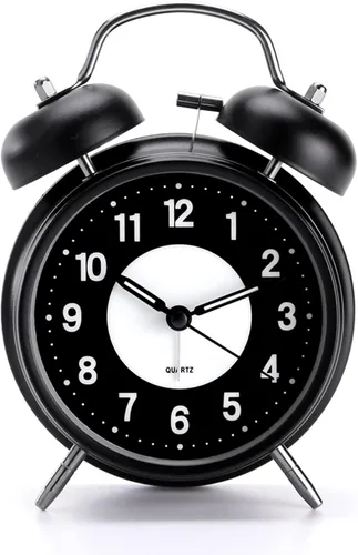 Miniatura 11 de PILIFE Reloj despertador analógico, 4 pulgadas, súper silencioso, sin tictac, con luz de fondo, sin repetición, funciona con pilas, campana ruidosa