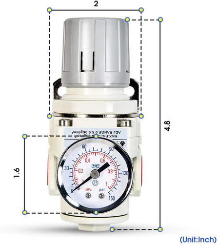Miniatura 2 de TAILONZ PNEUMATIC Regulador de presión de los accesorios del compresor de aire del NPT del 1/2 pulgada para los sistemas de aire comprimido AR4000-04