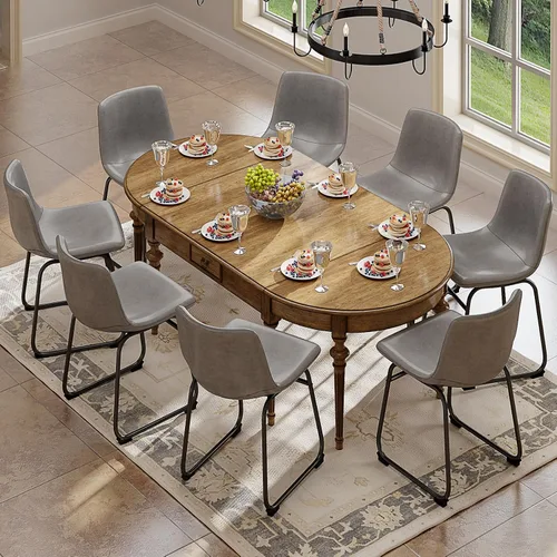 Miniatura 43 de YaFiti - Juego de 2 sillas de comedor de 18 pulgadas, sillas modernas tapizadas para comedor con cojines de piel sintética y patas de metal, silla