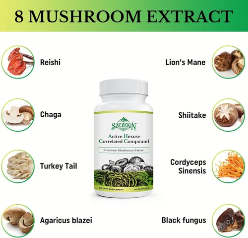 Miniatura 7 de Compuesto activo de hexosa correlacionada 1500 mg suplemento, suplemento natural de extracto de 8 hongos, sistema inmunológico, función hepática