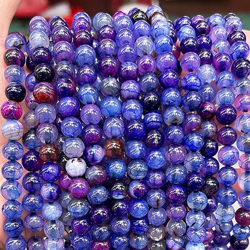 Miniatura 13 de 45 piezas 8mm Cuentas de ágata vena de dragón azul Cuentas de gemas naturales Cuentas sueltas redondas para fabricación de joyas Ágata azul