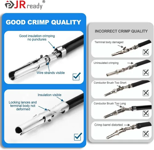 Miniatura 5 de JRready ST6480 Kit de clavijas de conector eléctrico de 2, 3, 4, 6, 9 y 12 pines con herramienta extractora de terminales de crimpado. 160 juegos.