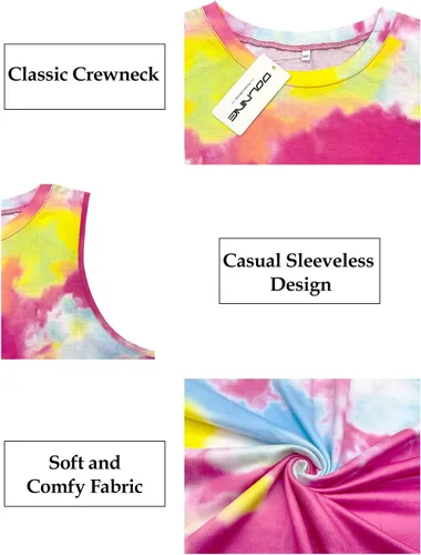 Miniatura 4 de DOLNINE Camisetas sin mangas de verano de talla extragrande para mujer, camisetas casuales con cuello redondo