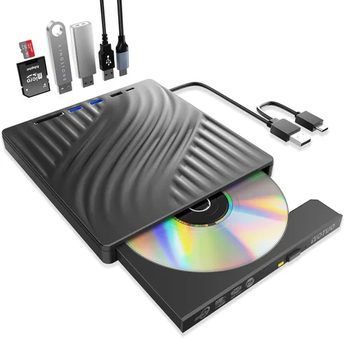 Miniatura 15 de YOTUO Unidad externa de CD/DVD, USB 3.0 portátil y USB-C CD RW, reproductor de DVD, quemador de DVD para laptop, escritorio, compatible con Windows