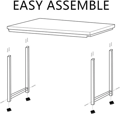 Miniatura 6 de G-PLUS Escritorio para computadora, mesa de trabajo resistente para oficina en casa, mesa de estudio de juegos simple de estilo moderno en blanco