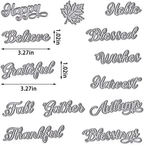 Miniatura 2 de Troqueles de corte de palabras de Acción de Gracias de otoño para hacer tarjetas y decoraciones de álbumes de fotos, plantillas de troqueles