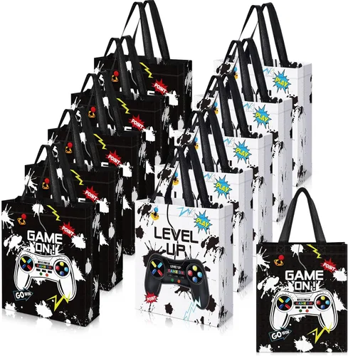 Sweetude 30 piezas de bolsa de regalo para videojuegos con asa, suministros para fiestas de juegos reutilizables, bolsas de no golosinas de juego, 2