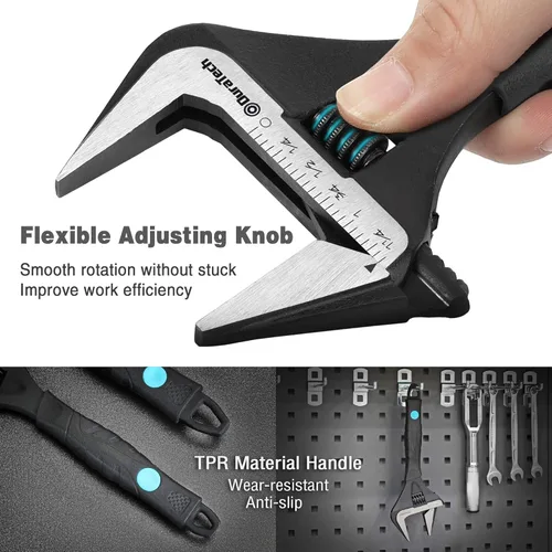 Miniatura 6 de DURATECH Llave ajustable de 8 pulgadas, llave de fontanería de mandíbula ancha con acabado de óxido negro, acero CR-V, escala marcada en SAE