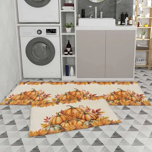Miniatura 9 de Juego de 2 alfombras de cocina de Acción de Gracias, antideslizantes, antideslizantes, cómodas, juego de alfombras de cocina para fregadero